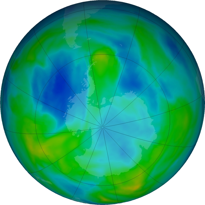 Antarctic ozone map for 12 May 2024